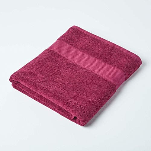 Image of HOMESCAPES Burgundy Turkish Cotton Bath Sheet Towel Super Soft Thick & Absorbent 500 GSM Towel Heavy Weight for everyday Luxury