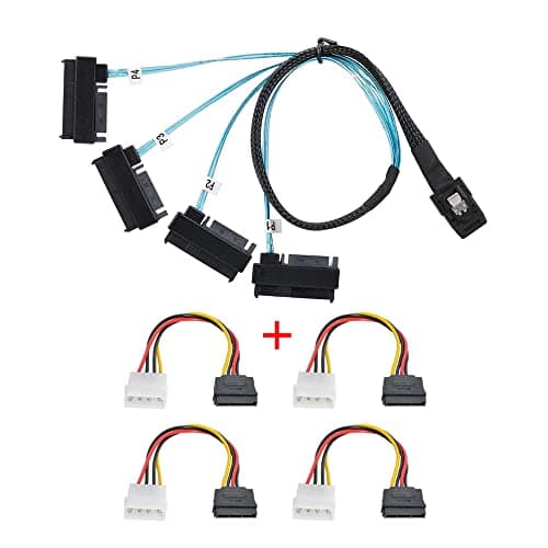 Image of CY Internal Mini SAS 4X SFF-8087 36Pin Host to SAS Hard Disk SFF-8482 29Pin Target Fanout Cable with IDE Power