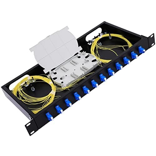 Image of GESD 12 Duplex 24 Port LC-OS1 Rack Mount Enclosure Box + Splice Trays Fiber Cables Spool SingleMode LC-UPC Kit (Include 1M 24Strand Pigtail+24 Core LGX Loaded Patch Panel - Fits 19" Racks Cabinet