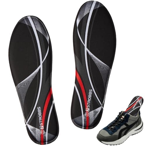 Image of 7STROBBS Cushion Memory Foam Insoles, Comfort Soft Inner Soles for Men Women, No Deform Replacement Insole for Trainer, Work Boot, Running, Walking Shoes Black UK 6