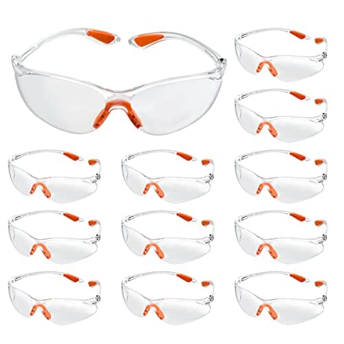 Image of TMBMLPP Clear Safety Glasses, 12 pcs Eye Protection Glasses, Work Glasses Safety, Lab Goggles, Protective Glasses, Eye Protection, Safety Glasses,for Work, Construction, Laboratory,Anti Dust,Chemistry
