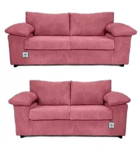 Image of Amalfi 3+2 Seater Sofa Set, Jumbo Cord Fabric, Many Colours (PINK, 2 SEATER)