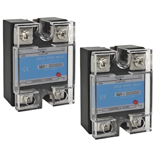 Image of SSR-25DD Solid State Relays (Pack of 2) - DC 3–32V Input, DC 5–200V Output, 25A Single Phase for Industrial Automation & Temperature Control