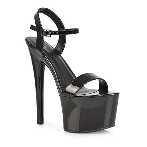 Image of Womens High Platform Sandals Ladies Siltetto Heel Ankle Strap Peeptoe Dressy Evening Shoes Size 3-8 Black Patent