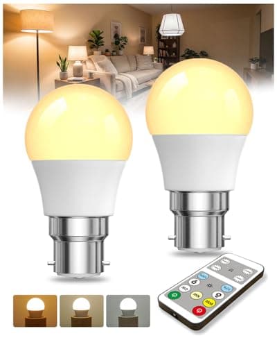 Image of Klarlight B22 LED Bulbs with Remote Control, Bayonet 5W Dimmable G45 Golf Ball Light, 3 Color Temperatures 3000K 4000K 6000K, Timer & Memory Function, Night Light for Living Room Bedroom, 2 Pack