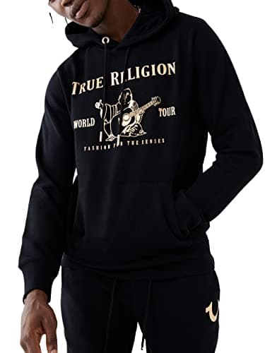 Image of True Religion Men's Metallic Buddha Fleece Hoody, Black, XL