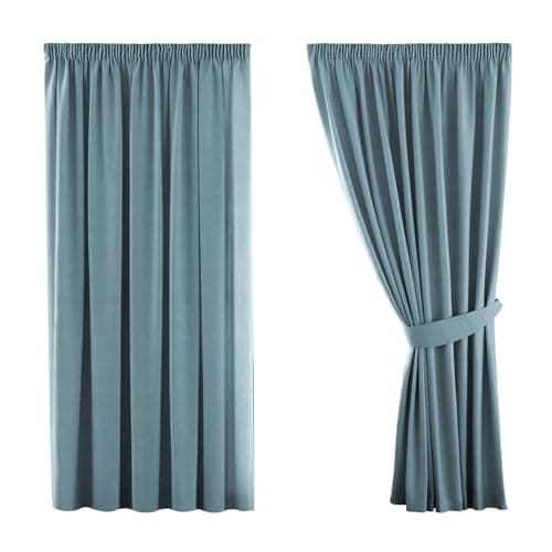 Image of H.Versailtex 2 Panels Citadel Blackout Curtains Thermal Insulated Pencil Pleat Short Curtain Drapes Room Darkening & Energy Saving for Bedroom/Kitchen with Two Matching Tiebacks, 46" Width x 54" Drop