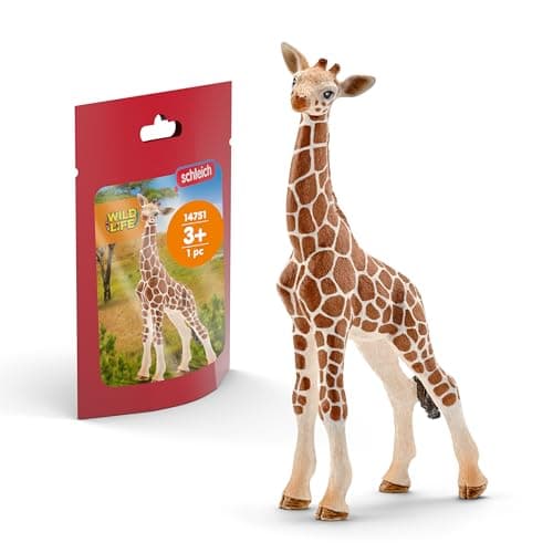 Image of SCHLEICH Wild Life 14751 Giraffe Calf Animal Figurine - Authentic Detailed Wild Giraffe Calf Toy Education, Imagination, and Play - Highly Durable Animal Toys Gift for Boys, Girls, Kids Ages 3+