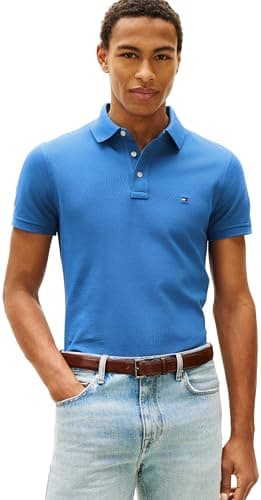 Image of Tommy Hilfiger Men's 1985 Slim Polo MW0MW17771 S/S Polo, Blue, L