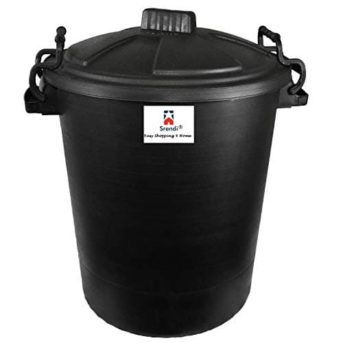 Image of Srendi® 50L Plastic Bin/Waterfroof/Rodent Proof/Ideal for Outdoor/Animal Feed/Food/Storage/Flour Locking Lid (Black)