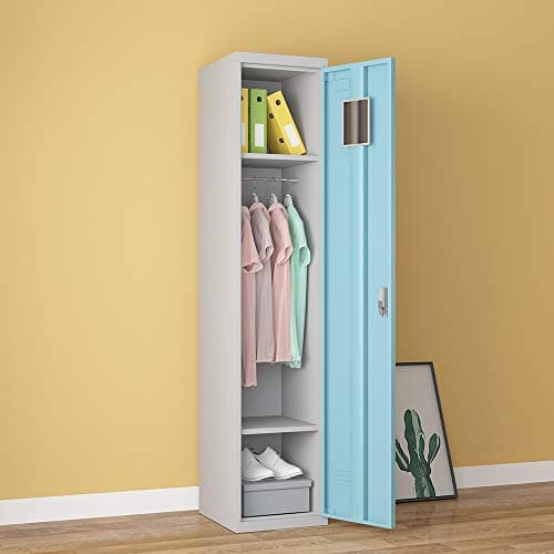 Image of Panana Locker Metal Steel Storage Lockers Gym 1 Door Changing Room School Lockable,Light Blue
