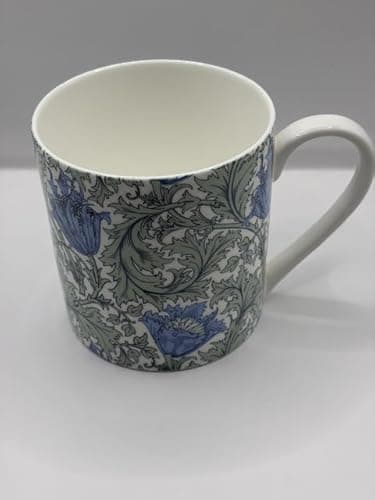 Image of heritage Large China Mug Premium Fine Bone China 16Fl Oz Cups and Mugs - Professional Quality for Kitchens, Restaurants, Cafes - Blue Anemone Design