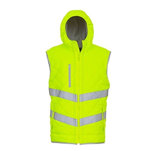 Image of Yoko Unisex Adults Hi Vis Kensington Hooded Gilet (XL) (Yellow)