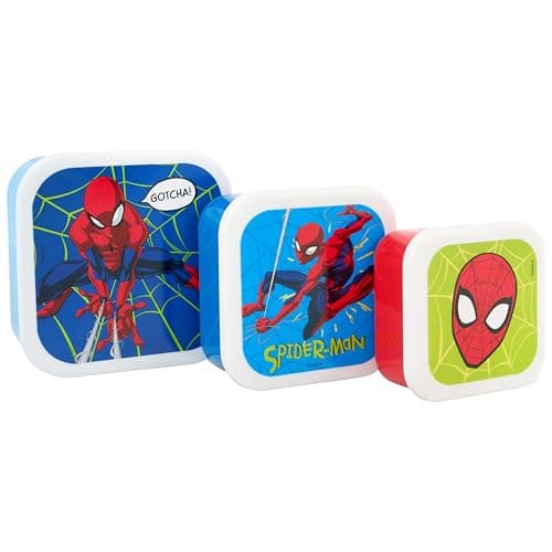Image of Marvel Spider-Man Amazing Stackable Lunch Boxes - Set of 3, Durable & Eco-Friendly, Ideal for Kids & Superhero Fans - Perfect for School, Picnics & Travel