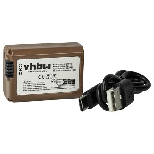Image of vhbw Battery compatible with Sony Alpha NEX-7KB, NEX-C3, NEX-C3D, NEX-C3A Camera DSLR (900 mAh, 7.4 V, Li-Ion) + Info Chip, + USB-C Socket