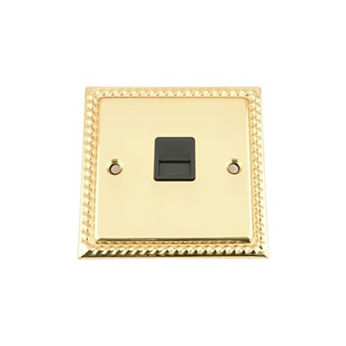 Image of Master Telephone BT Plug Socket - Polished Mirror Brass Georgian - Black Insert