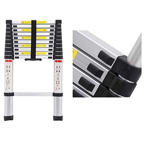 Image of Telescopic Loft Ladder Collapsible Step Ladders Securing Bolt 3.2m/10.5Ft 3.2M EN131 Extendable Stainless Steel Ladders Folding Extending Portable 11 Steps Extension Ladder DIY Multi Purpose