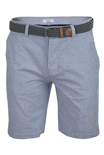 Image of Xact Mens Cotton Oxford Chino Shorts with Belt, Regular Fit (Oxford Navy) 42