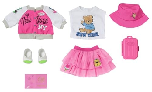 Image of BABY born Deluxe Travel Outfit with Doll Dress, Bucket Hat, Shoes, Jacket Passport and Suitcase for 43cm Dolls, For Children Aged 3+, 836316 Zapf Creation