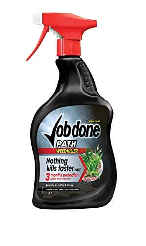 Image of Job Done 86600009 Path Weedkiller, Path, Patio & Driveway Weedkiller Protects for 3 Months, 1L, Ready-To-Use,black