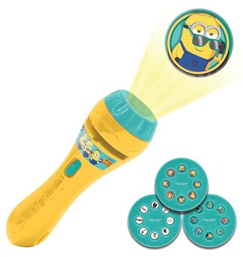 Image of LEXIBOOK, Despicable Me, Minions story projector and torch, Projects 24 images from the film Dspicable Me with 3 discs, Yellow/Blue, LTC050DES