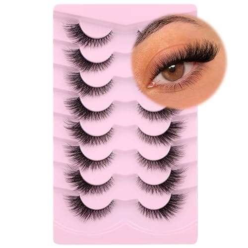 Image of Fox Eye Lashes Wispy Eyelashes Natural Look Clear Band Lashes Fluffy Faux Mink Lashes Natural False Lashes Pack by GVEFETIEE 8 Pairs