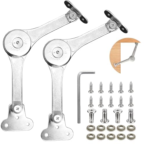Image of 2 Pcs Soft Close Lid Support Hinges, Cabinet Lid Stay Folding Drop Down Hinges, Flap Hinge for Furniture Kitchen Cabinet Cupboard Wardrobe Door Lift Up Stay Hinge