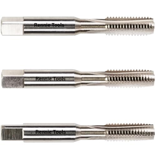 Image of Rennie Tools - M8 x 1.25 HSS Metric Hand Tap Set. Includes 3 Pieces - 1st, 2nd & 3rd Cut (Taper Tap, Middle Tap, Bottom Tap (Plug Tap)) High Speed Steel for Threading Holes. 8mm Metric Tap Set