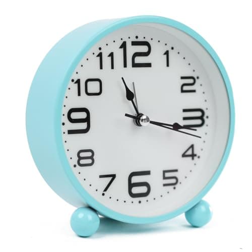 Image of DIVCHI Alarm Clocks Bedside Silent Non-Ticking Table Clock With Large Display Battery Powered Table Clock For Heavy Sleepers (Blue)