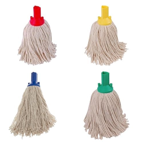 Image of Exel Cotton Mop Heads, Colour Coded 250g, One of Each Colour, Red, Blue, Green, Yellow