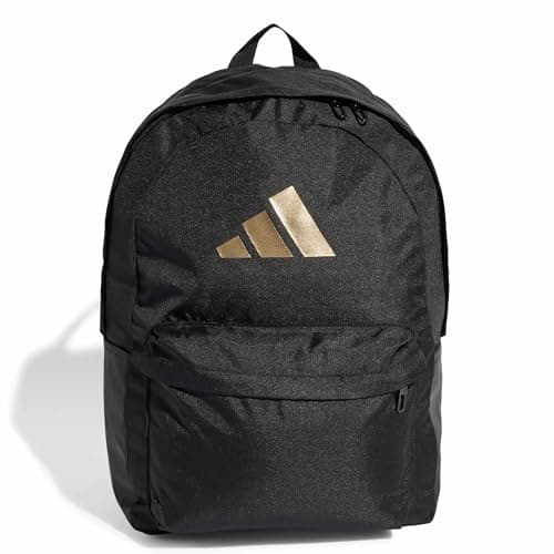 Image of adidas Unisex CLASSIC 3BARS BACKPACK, black/gold met., One Size