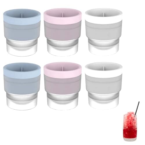 Image of Ice Ball Mould, 6Pcs Sphere Ice Cube Mould for Whisky and Cocktails, 7cm×7cm×7.5cm, Durable Silicone Ice Ball Maker, Blue White Pink, Suitable for Home Production, Bars, and Pubs