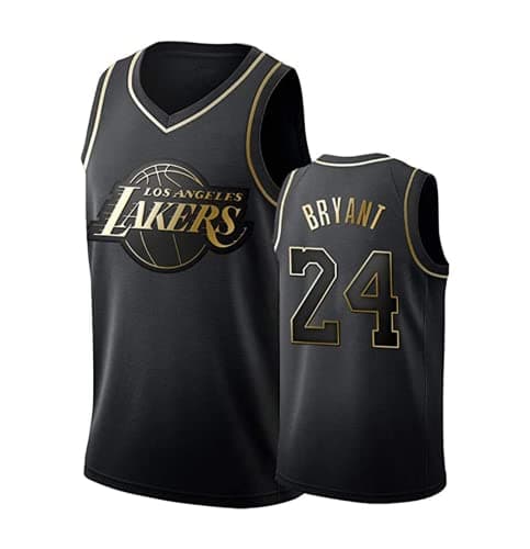 Image of # 24 Black Gold Basketball Jersey,Unisex Sleeveless Sports Vest Shirt.,Black,M