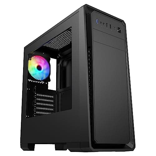 Image of CiT Dark Soul ATX Gaming PC Case - Midi Tower Gaming Chassis with Mesh Front Panel - Tempered Glass Side Window - 120mm ARGB Rear Fan - USB 3.0, 2x USB 2.0, AIO Water Cooling Ready | Black