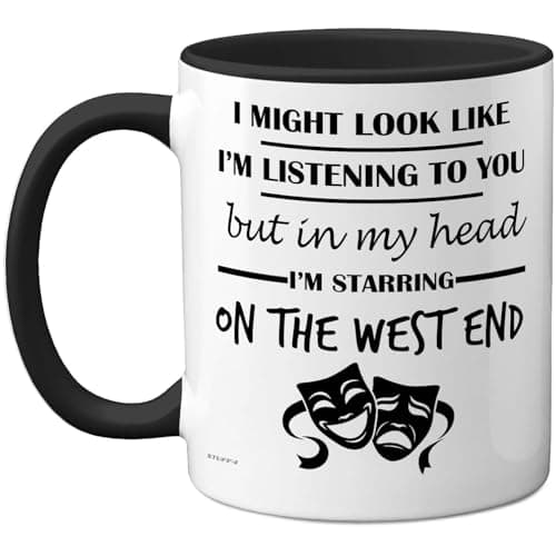 Image of Stuff4 West End Gifts - in My Head Mug - Funny Gift for West End Lover Men Women - 11oz Premium Ceramic Dishwasher Safe Black Handle Mugs Novelty Cup