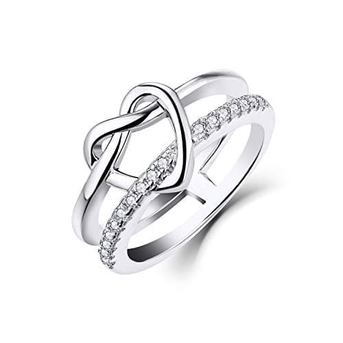 Image of JO WISDOM Women Ring,925 Sterling Silver Infinity Heart Wide Promise Ring Cubic Zirconia,Jewellery for Women