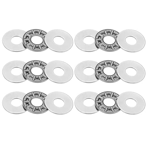 Image of PATIKIL AXK0821 Thrust Needle Roller Bearings 8x21x4mm, 6 Pcs Chromium Steel Needle Roller Thrust Bearing with Washers for Conveyor Systems Machine Tools, Silver