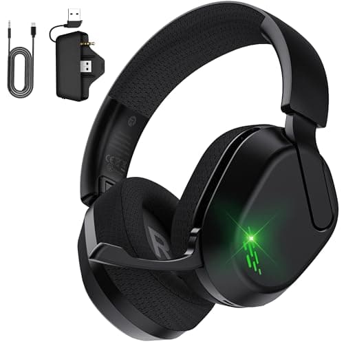 Image of Gvyugke Wireless Xbox Headset with Flip-to-Mute Mic, 2.4GHz & Bluetooth 5.4 & Wired Gaming Headphones for Xbox Series X|S, Xbox One, PS5, PS4, PC, 45H Playtime, 50mm Drivers, RGB Over-Ear Headset