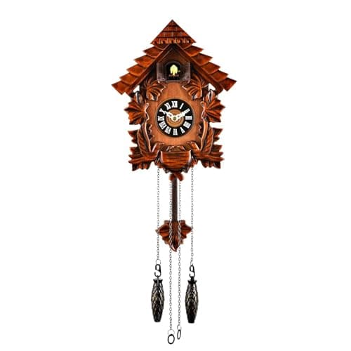 Image of Traditional Cuckoo Wall Quartz Clock by Widdop & Bingham,Brown,28 cm