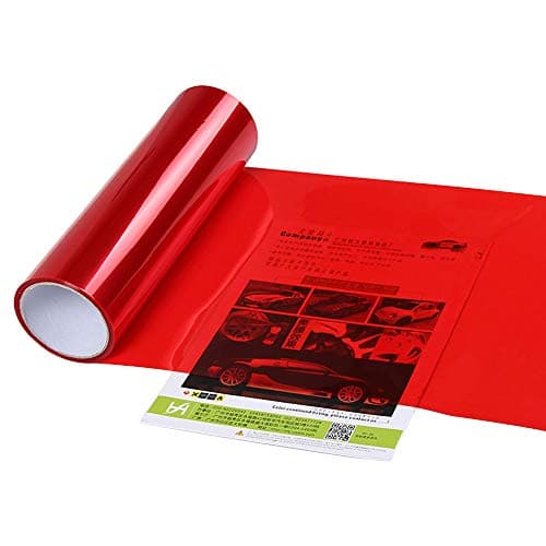 Image of Blackr Car Light Sticker, Vinyl Film Sheet Self Adhesive Car Smoke Fog Light Taillight Headlight Tint Sticker Red 30x60cm