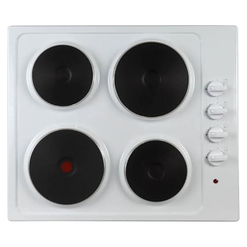 Image of Statesman 4 Plate Electric Hob Cooktop, Small & Large Hotplates, 5500 W Combined Power, Side Dial Control, 60cm, Easy Clean, Sealed Hotplates, Corded Electric