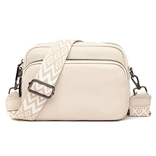 Image of DKIIL NOIYB Crossbody Bags for Women, Genuine Leather Cross Body Bag Women with Adjustable Wide Strap Multiple Pockets Handbags & Shoulder Bags