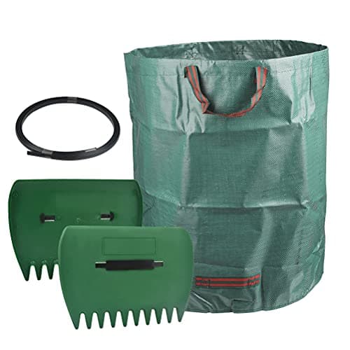 Image of 3 Pcs Leaf Picker & 300L Large Garden Waste Bags Set,34×25cm Leaf Shovel Hand Rake Leaf Claw Collector,84×67cm Waterproof Rubbish Refuse Sacks with Handles,for Garden(With 1 Reinforced Support Rope)