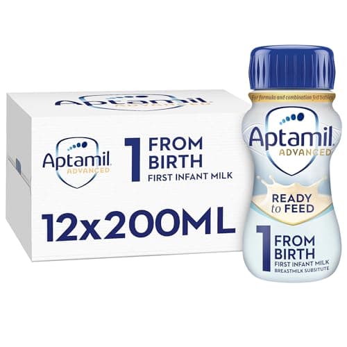 Image of Aptamil Advanced 1 First Infant Baby Milk Ready to Use Liquid Formula, from Birth, 200ml (Pack of 12)
