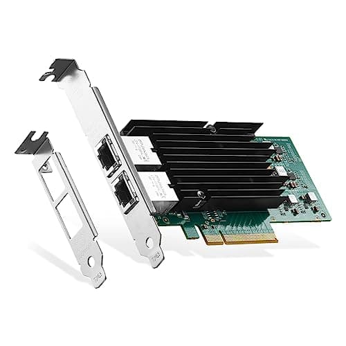 Image of 2 Port 10G PCIe Network Card, Intel X540 chip LAN Ethernet Controller, 10G/1G/100Mbps RJ45 NIC Adapter for Windows/Linux/VMware
