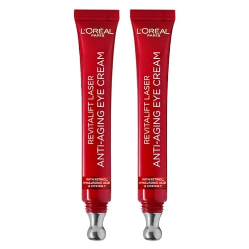 Image of L'Oreal Paris DOUBLE Laser Renew Anti-Ageing Triple Action Eye Cream, Smooth Wrinkles And Target Eye Bags, Pro-Retinol, Hyaluronic Acid And Vitamin C, 15Ml