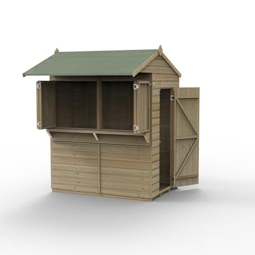 Image of Forest Garden Shiplap PTR 4x6 Apex Garden Bar Pressure Treated Wood 25 Year Anti Rot Guarantee
