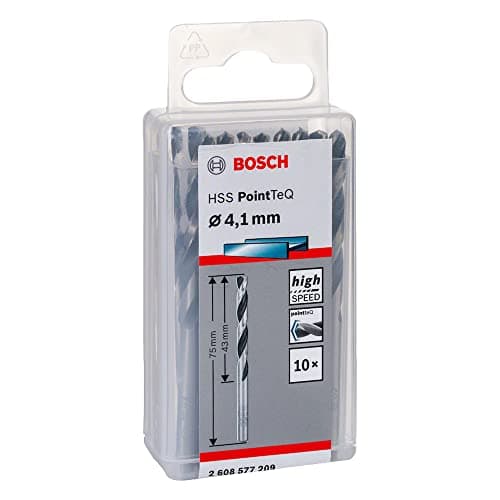 Image of Bosch Professional 10-piece PointTeQ HSS Twist Drill Bit (for Metal, 4.1 x 43 x 75 mm, Drill Driver Accessories)