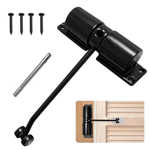 Image of PCKOBEVER Spring Door Closer,Safety Automatic Door Closer,Adjustable Door Spring Closer Door Stopper for Commercial & Home Use,Quiet Auto Door Closing with Adjusting Rod and Screws (Black)