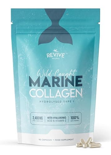 Image of Marine Collagen Capsules 2400mg - with Hyaluronic Acid & Vitamin C - 90 Capsules - Premium Complex for Skin Joints & Hair for Women & Men – Resealable and Recyclable Pouch by Alpha01